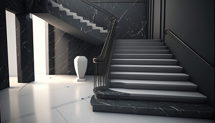 Poster - Modern interior, marble stairs, staircase