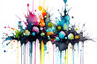 Abstract Colorful Paintball Spatter Background - Hits of Paint with Drips Below - Generative AI