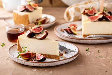 Wall Mural - Fall cheesecake with figs and maple syrup