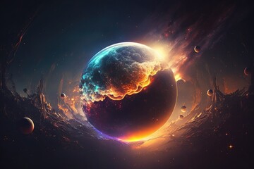 Wall Mural - universe is an abstract fantastical space. nebula and stars in the background. luminous flashes in s