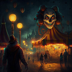 Wall Mural - A Halloween carnival. Created using ai generative. 