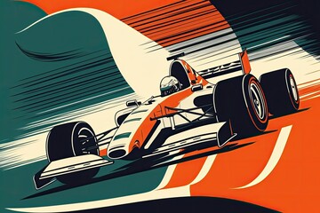 Poster - Auto racing and motor racing at the Imola circuit. The track used for the Grand Prix of San Marino. Generative AI