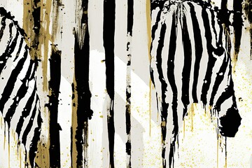 Poster - Abstract painting in white. Surface resembling that of an animal. Design Reminiscent of the Tropics. Zebras in Africa. Surface Pattern with Vertical Stripes Jungle print in black Subtle Abstract Line