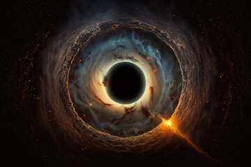 Wall Mural - Black hole illustration. Fantasy galaxy generative AI background