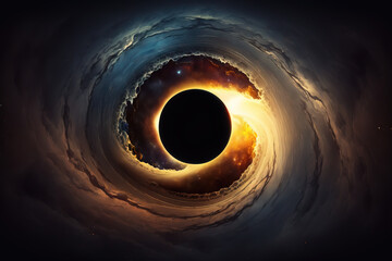 Wall Mural - Black hole illustration. Fantasy galaxy generative AI background