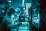 Fototapeta Miasta - Scientists in the lab working on cpu chip and technologies