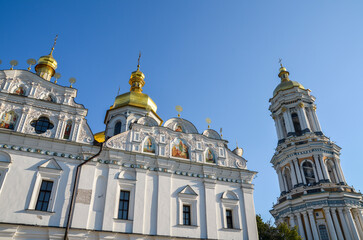 Wall Mural - The Great Lavra Bell Tower and Holy Dormition cathedral on the territory of Kyiv Pechersk Lavra, also known as Monastery of the Caves, is a historic Orthodox Christian monastery. Ukraine