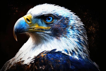 Canvas Print - Eagle of the Empire as a portrait. Image shows the beak of an imperial eagle seen up close. Generative AI