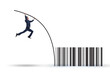 © Elnur - Businessman jumping over bar code in pole vaulting