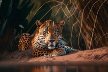 Jaguar Resting In The Pantanal Jungle, Animal, , Generative Ai, Wild, Wildlife, Predator, Zoo, Nature, Panther, Panthera, Safari, Portrait