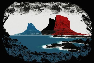 Sticker - The picturesque Lord Howe Island, as seen from the south from the Malabar cliffs. Australia. Generative AI