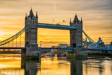 Wall Mural - Tower Bridge at sunrise in London. England