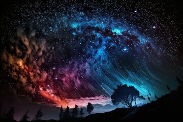 Wall Mural - Starry Sky Photo, Stunning Digital Picture. Generative AI