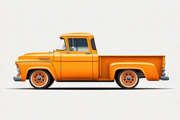 Canvas Print - Pickup truck, yellow. Generative AI