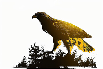 Poster - Golden eagle on the hunt for a rabbit; a dramatic photograph. Generative AI