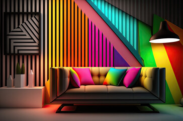 Wall Mural - Stylish, spotless interiors with bright accents. Generative AI