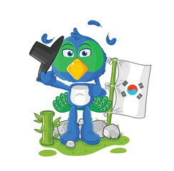 Sticker - peacock korean character. cartoon mascot vector