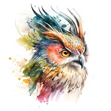 Owl Logo Japanese Watercolour Style Made With Generative AI