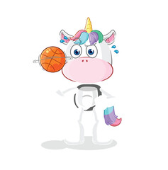 Wall Mural - unicorn playing basket ball mascot. cartoon vector