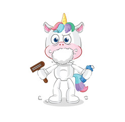 Wall Mural - unicorn shave facial hair vector. cartoon character