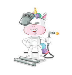 Poster - unicorn welder mascot. cartoon vector