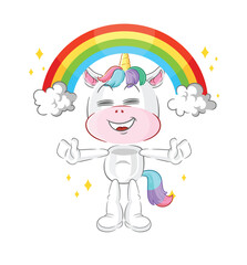 Wall Mural - unicorn with a rainbow. cartoon vector