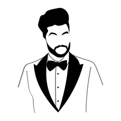 Wall Mural - Drawn trendy gentleman on white background