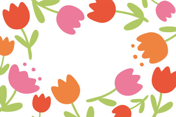 Wall Mural - tulip flower background frame, vector hand drawn doodle illustration.