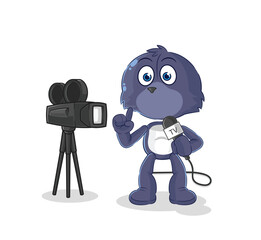 Sticker - seal tv reporter cartoon. cartoon mascot vector