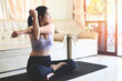 © Bigc Studio - yoga woman in home, yoga online training yoga instructor pose lesson breathing meditation exercise working out wearing sportswear, women exercising at home well being wellness young practicing indoor