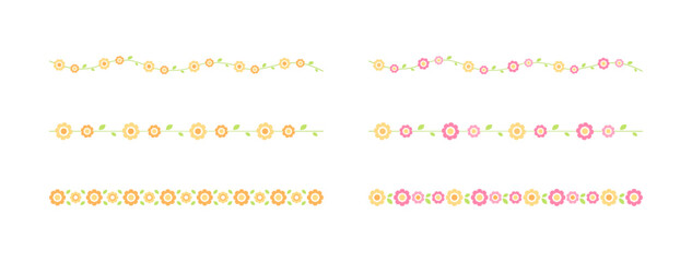 Cute Spring Floral Dividers Borders Set. Springtime and Easter flower separators design elements.