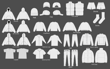 vector apparel mockup collection. women's t-shirt design template. white cap mockup, realistic style