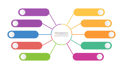 Blank presentation business infographic template. 10 steps modern timeline diagram with circle progress. Vector infographic