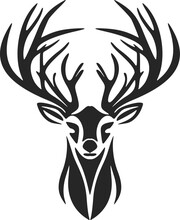 The Chic Black White Vector Logo Of The Deer. Isolated.