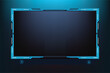 Futuristic live streaming overlay vector with blue and dark colors. Streaming panel overlay template design with abstract shapes. Live gaming screen panel and broadcast frame design for gamers.