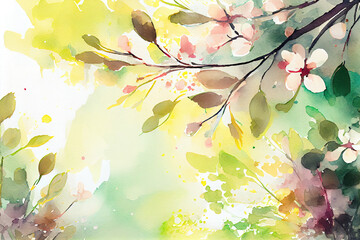 Poster - Watercolor, Spring background, Generative ai