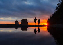 Couple At Shi Shi Beach, La Push, Washington, USA