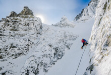 Mountain Climber On Easy Pitch Of Dobrucki Route On Vysoka, High Tatras, Slovakia