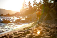 Runner On Hidden Beach, Tahoe, CA