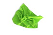 A green rag for cleaning lies on a white isolated background.