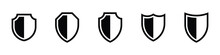 Black Shields Icon Set. Symbol Of Security And Guaranteed Web Protection