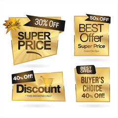 Canvas Print - Collection of golden premium badge stickers and seals