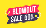 Fototapeta  - Blowout Sale 50% Off  Advertising Shopping Label