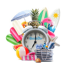 Wall Mural - Alarm clock and beach accessories