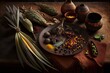 Abstract illustration of Bush tucker, bush food. Native herbs, spices, fruit, seeds, and nuts. AI generated image