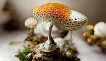 Photorealistic Illustration Of A Mushroom. Generative Ai