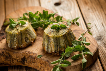 Canvas Print - anchovies little cakes with herbs, traditional italian recipe