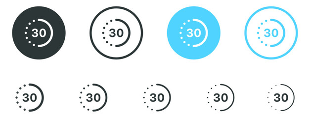 Poster - Time passage icon, timer icon, deadline watch sign button, 30 minutes or seconds icon - Clock Stopwatch icons