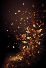 Gold Leaves Dust And Glitter Confetti Falling .