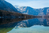 Fototapeta Góry - Beautiful Slovenian landscape Bohinj Lake,with turquoise water.Triglav National Park, Julian Alps, Slovenia, Europe